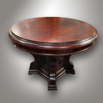 Round Table - solid oak, walnut veneer - 1920 Round Table - solid oak, walnut veneer - 1920