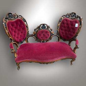 Sofa - solid walnut wood, velvet - 1870 Sofa - solid walnut wood, velvet - 1870