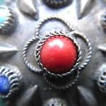 Brooch silver beaten with stones