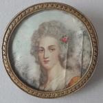 Miniature girls with roses - brooch