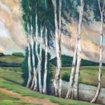 Birches near water - not signed