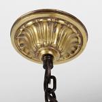 Five Light Chandelier - brass, milk glass - 1930