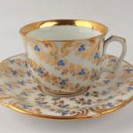 Cup and Saucer - white porcelain - Fischer & Reichenbach Bohemia - 1840