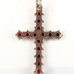 Cross Pendant - silver, Czech garnet - 1960