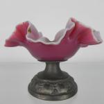 Glass Pedestal Bowl - metal, two-layer glass - 1870