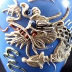 Small blue vase - gray Chinese dragon