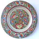 Painted wooden plate, with folk floral pattern