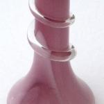 Purple-pink and white vase, with a twisted ring