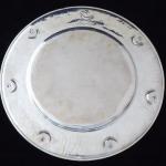 Silver round tray, star with crescent moon -Turkey