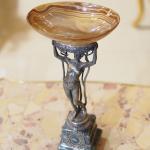 Glass Pedestal Bowl - marble, glass - 1900
