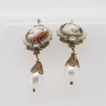Earrings - pearl, cameo - 1850