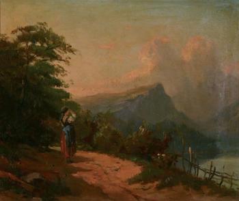Girl watching the Alpes mountains