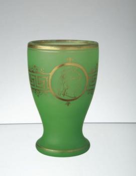 Glass Goblet - alabaster, green glass - Neuwelt Bohemia - 1865