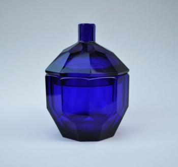 Glass Jar - glass, cobalt - Adolfov Bohemia - 1915