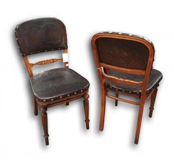 Four Chairs - solid beech, leather - 1900