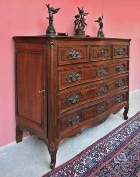 Chest of drawers - solid oak, brass - 1890
