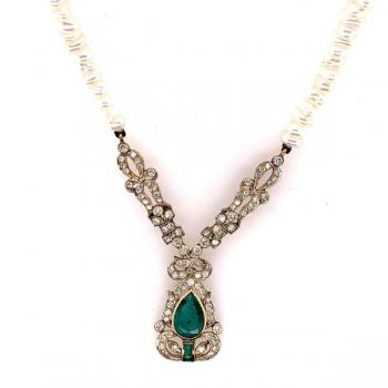 Brilliant Necklace - white gold, brilliant cut diamond - 1930