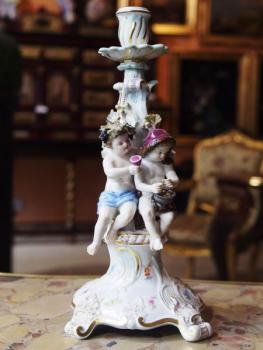Porcelain Candlestick - white porcelain - Meissen - 1890
