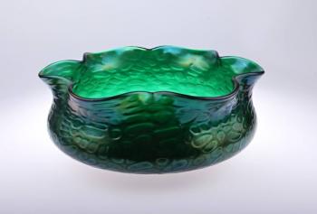 Glass Bowl - iridescent glass, green glass - 1910