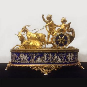 Bronze clock with Alphonse Giroux porcelain