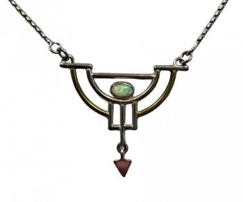Silver Necklace - silver, opal - 1930