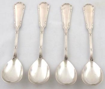 Four solid silver dessert spoons - Franz Bibus