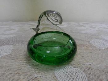 Glass Ashtray - glass, green glass - 1930