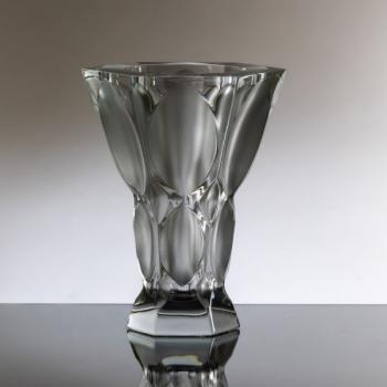 Vase - clear glass, sandblasted glass - 1980