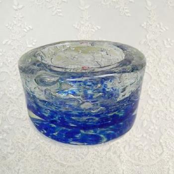 Glass Bowl - glass, blue glass - Jaroslav Svoboda / krdlovice - 1975
