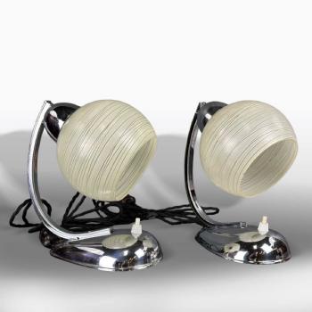 Pair of Lamps - chrome, glass - 1935