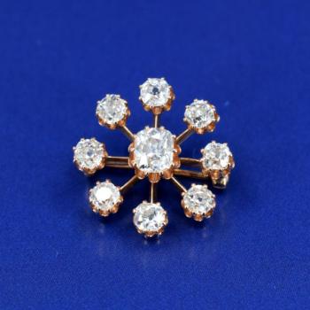 Brilliant Brooch - gold, brilliant cut diamond - 1890