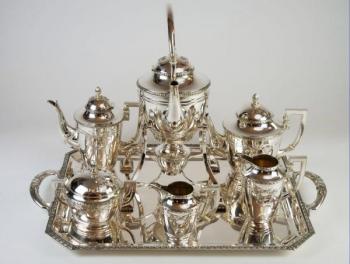 Silver Table Set - hammered silver - 1890