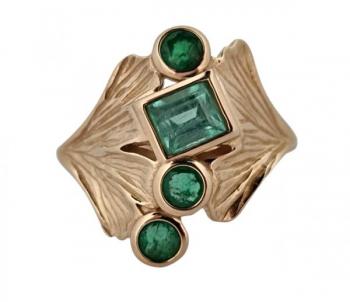 Ladies' Gold Ring - gold, emerald - 1980