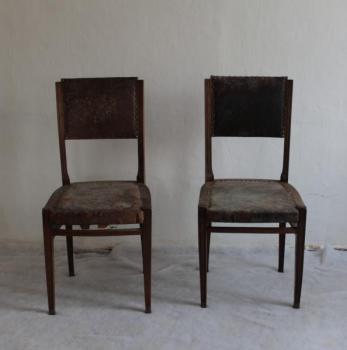 Chairs - brass, solid walnut wood - 1910