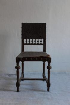 Chair - solid beech, leather - 1880