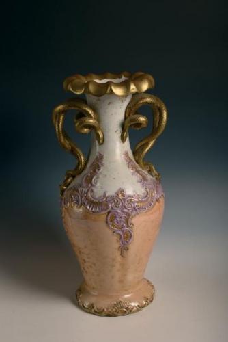 A porcelain vase with handles