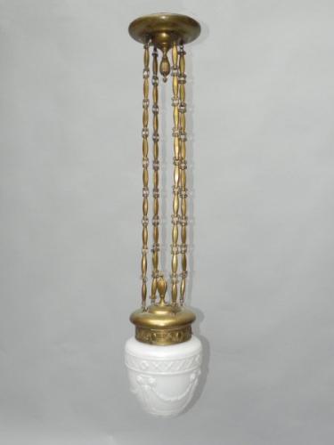 Chandelier - brass, glass - 1900
