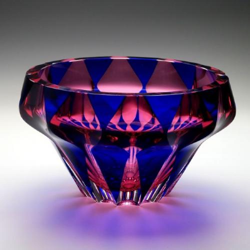 Glass Bowl - clear glass, pink glass - 1961
