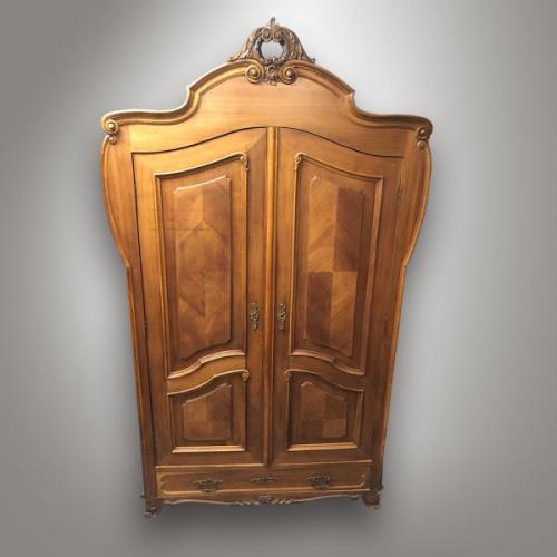 Two-door cabinet, solid walnut, walnut veneer, brass fittings, 1880