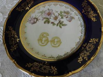 Plate - white porcelain, cobalt - 1960 Plate - white porcelain, cobalt - 1960