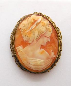Cameo Brooch - patinated brass - 1910 Cameo Brooch - patinated brass - 1910