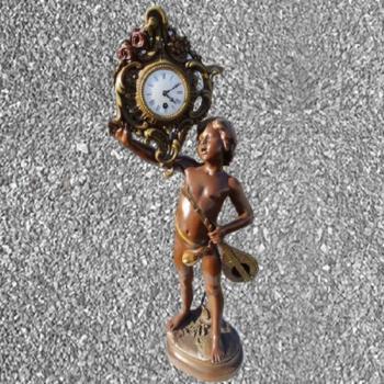 Figural Mantel Timepiece - glass, enamel - 1920 Figural Mantel Timepiece - glass, enamel - 1920