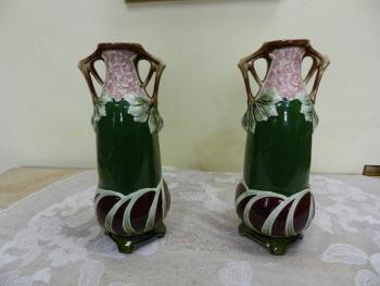 Pair of Vases - majolica - Eichwald, Bohemia - 1920 Pair of Vases - majolica - Eichwald, Bohemia - 1920