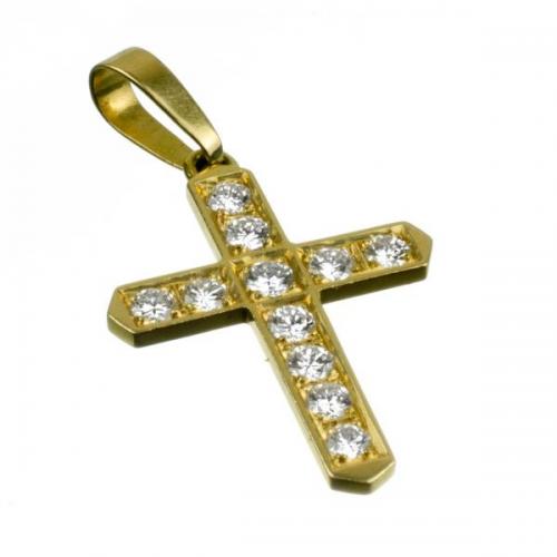 Cross Pendant - gold, brilliant cut diamond - 1980 Cross Pendant - gold, brilliant cut diamond - 1980