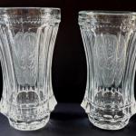 Two glasses of pressed and mat glass,with roses Two glasses of pressed and mat glass,with roses