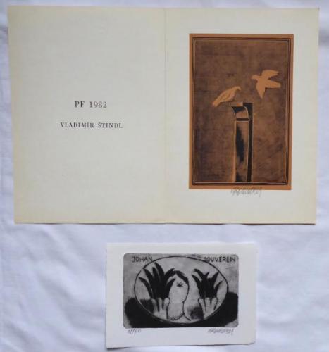 Vladimir Komarek - PF 1982, Exlibris Johan Souvere Vladimir Komarek - PF 1982, Exlibris Johan Souvere