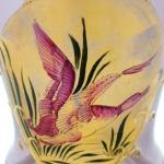 Glass with gold medallion and duck Glass with gold medallion and duck