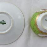 Light green mocca cup with flowers and gilding - V Light green mocca cup with flowers and gilding - V