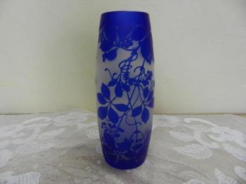 Vase - glass, blue glass - 1930 Vase - glass, blue glass - 1930