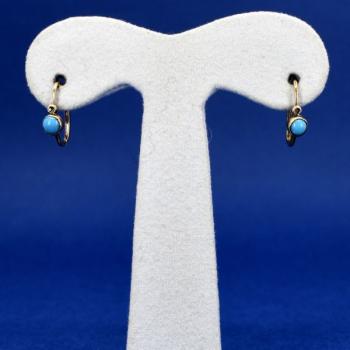 Gold children's earrings with turquoise Gold children's earrings with turquoise